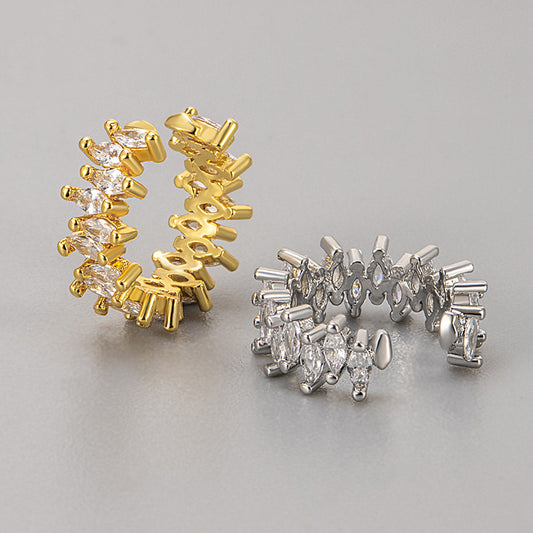 European And American Cross-border Cold Style Retro Zirconium Diamond Ear Bone Clip Earrings