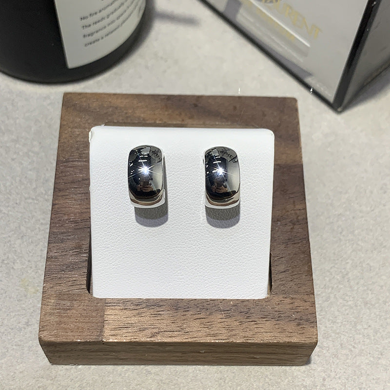 C-shaped Smooth Plain Ring Earrings For Women