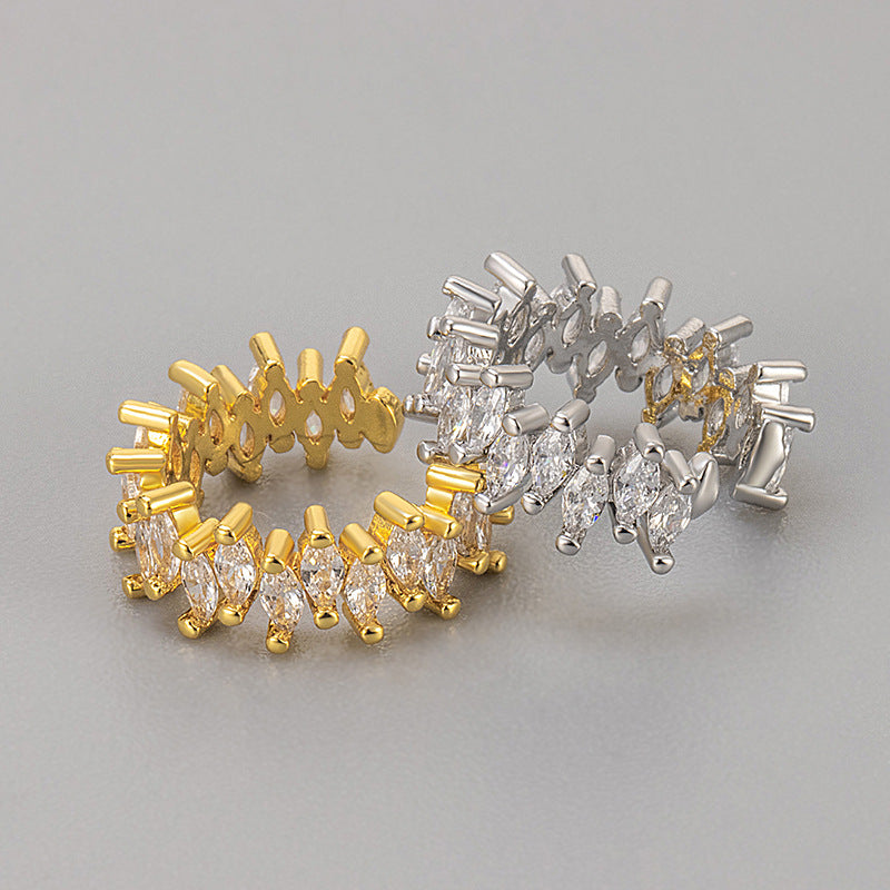 European And American Cross-border Cold Style Retro Zirconium Diamond Ear Bone Clip Earrings