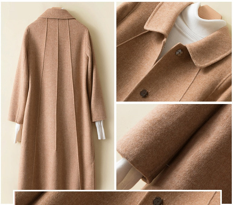 Double Faced Cashmere Womens Mid Length Loose Wool Coat