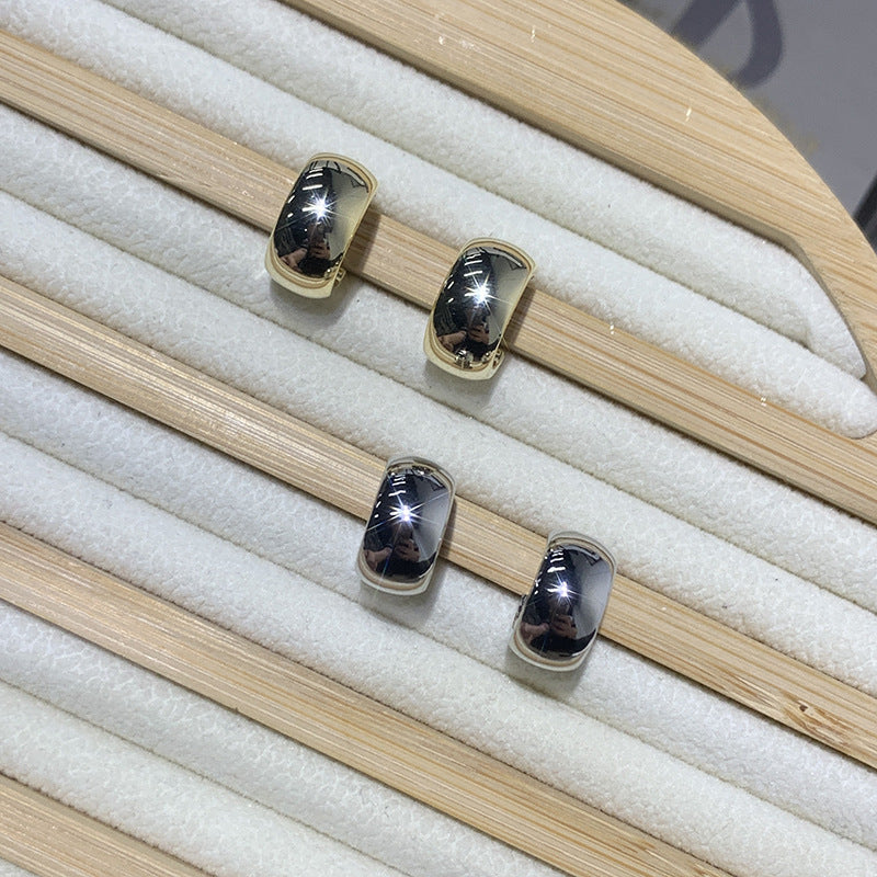 C-shaped Smooth Plain Ring Earrings For Women