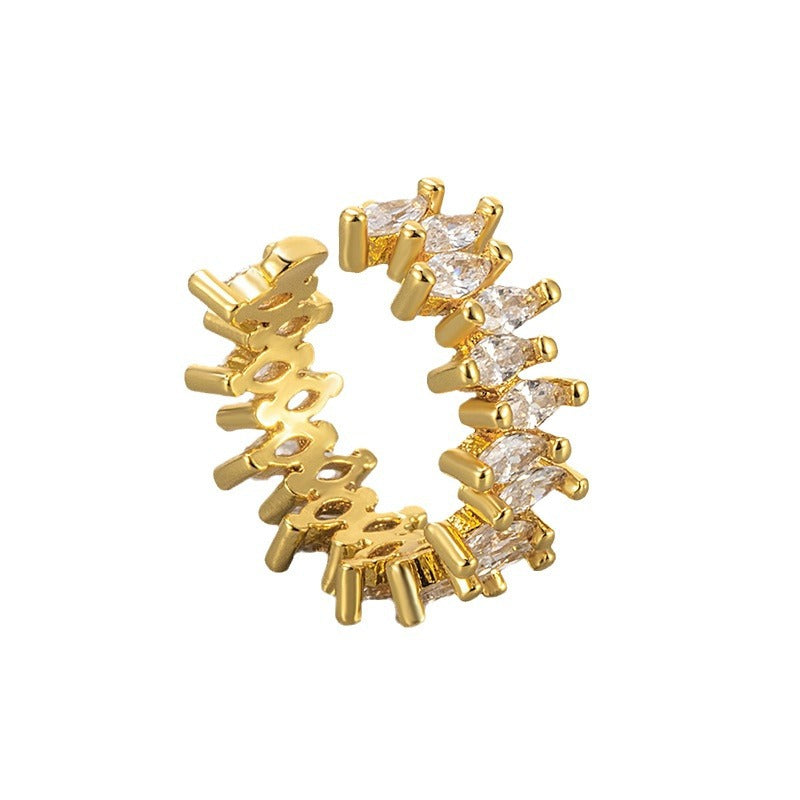 European And American Cross-border Cold Style Retro Zirconium Diamond Ear Bone Clip Earrings