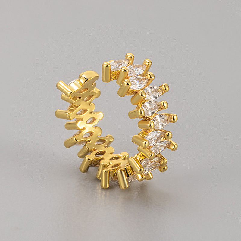 European And American Cross-border Cold Style Retro Zirconium Diamond Ear Bone Clip Earrings