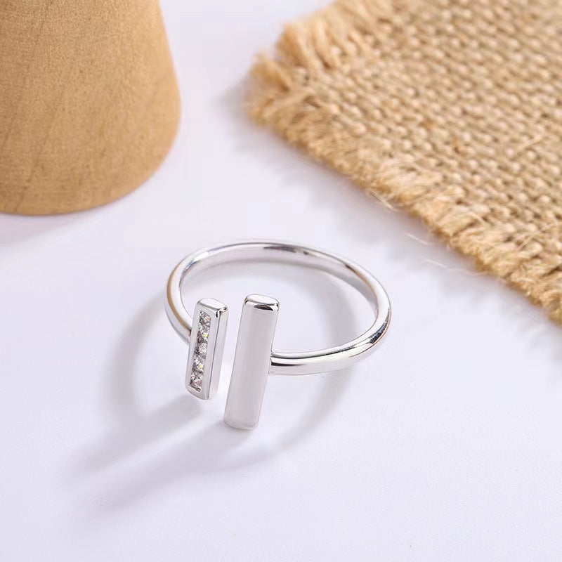 Double T Ring Niche Open Minimalist Style Ring Birthday Gift Valentine's Day Gift