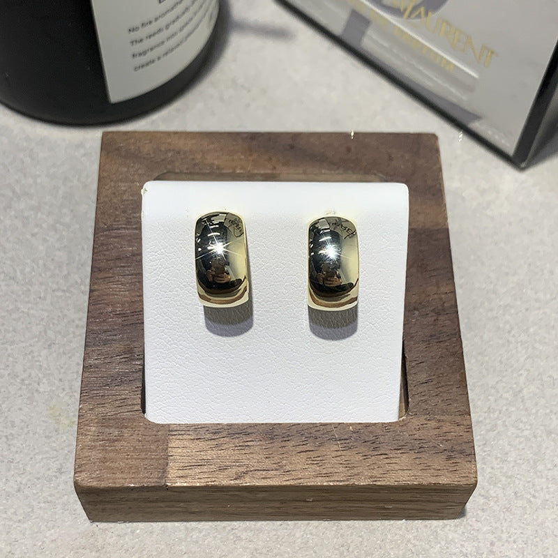 C-shaped Smooth Plain Ring Earrings For Women